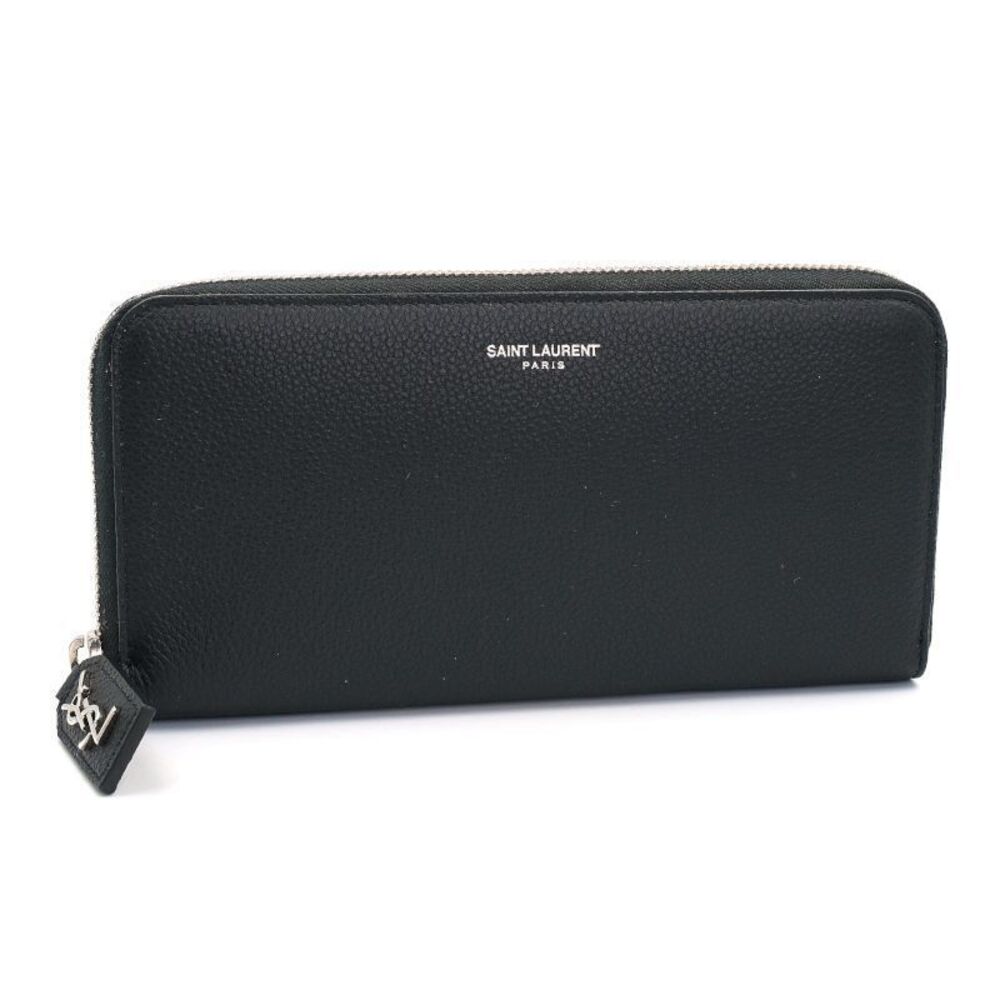 Saint Laurent Round Zip Long Wallet Leather Black